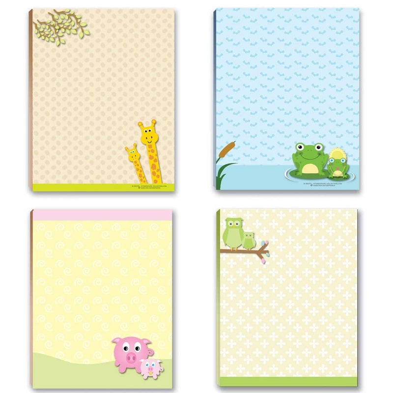 Stonehouse Collection Cute Animal Theme Pads - Teacher Notepad - 4 Assorted Note Pads - Great Gift Idea - Image 1